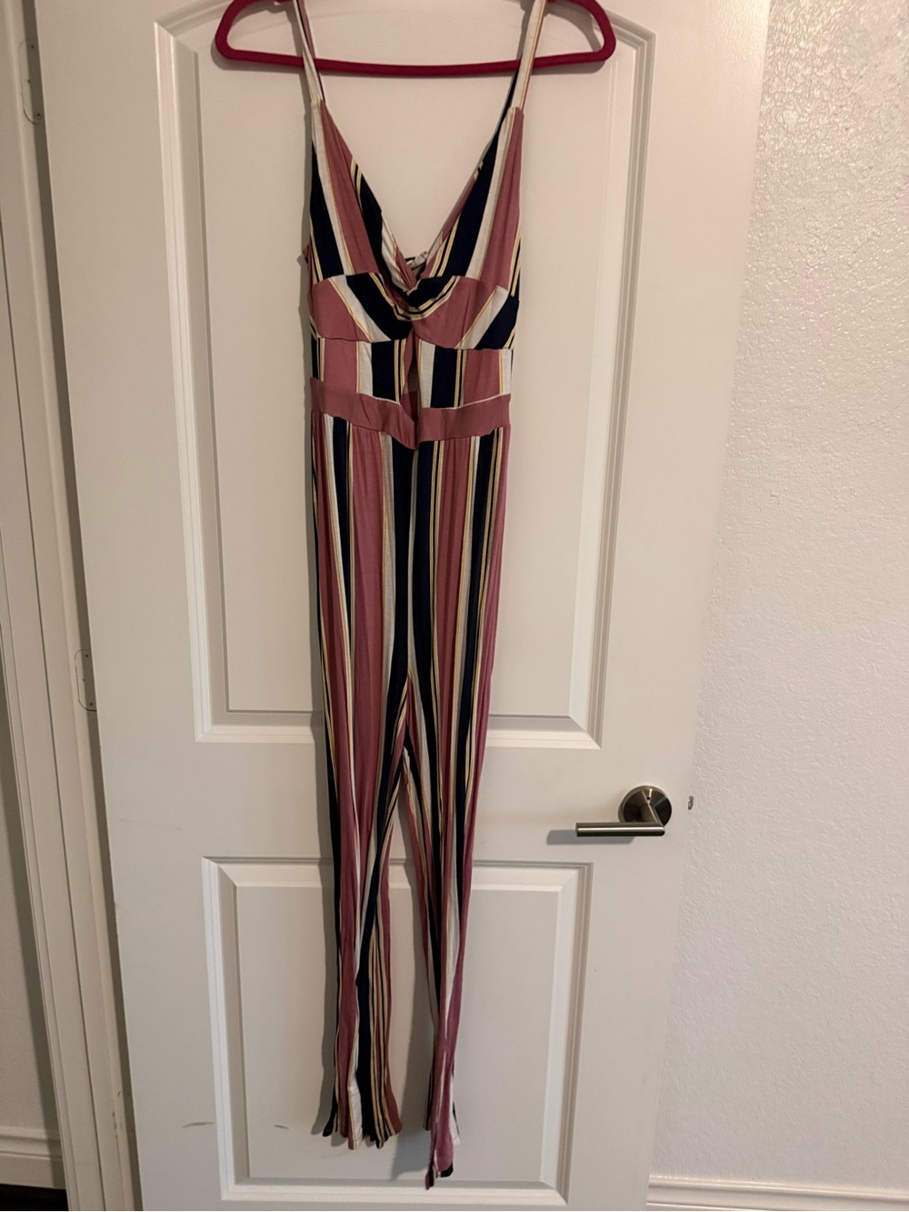 Pink Rose Striped V-Neck Sleeveless Multi-Color Jumpsuit